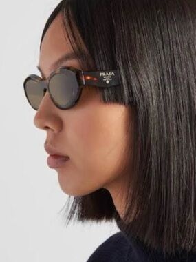 PRADA Sunglasses Symbole Small Oval Acetate Loden Honey Havana Tortoise  PR26ZS